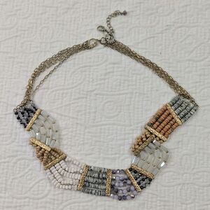 Anthropologie Layers‎ Multiple Stones Beaded Bib Necklace